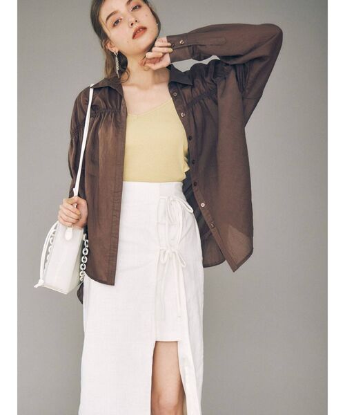 MERCURYDUO（マーキュリーデュオ）の「カップ付バックオープンクロスキャミ（Tシャツ/カットソー・レディース・ブラック/オフホワイト/ライム・FREE）」の13枚目の写真