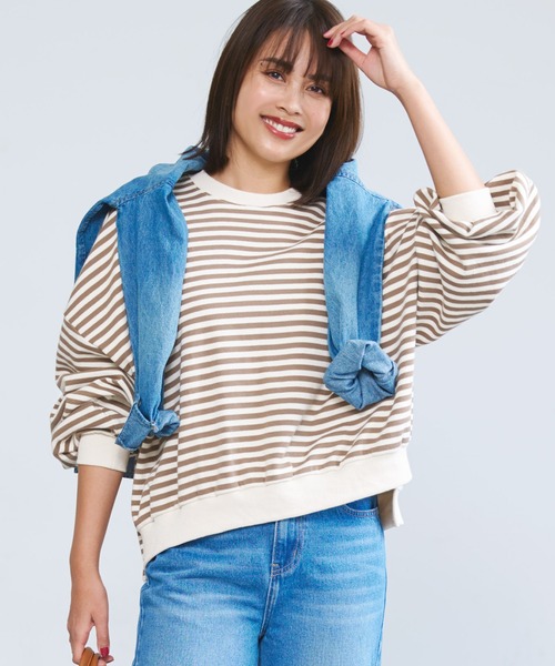 coca(coca)(コカ)の「\新色登場/前後差ボーダースウェット(スウェット・レディース・ブラック/イエロー/ブルー/ベージュ/ホワイト・M/L)」の3枚目の写真