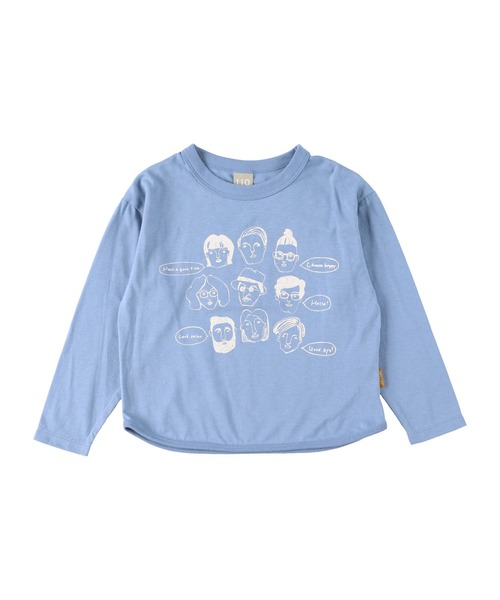 DILASH(ディラッシュ)の「ユニークフェイス ロンT(Tシャツ/カットソー・キッズ・サックスブルー/オフホワイト/ブラウン・130/110/120/150/140/100/90/80)」の1枚目の写真