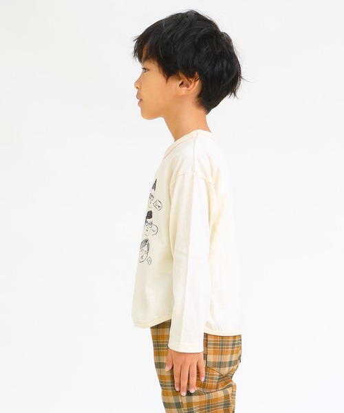DILASH(ディラッシュ)の「ユニークフェイス ロンT(Tシャツ/カットソー・キッズ・サックスブルー/オフホワイト/ブラウン・130/110/120/150/140/100/90/80)」の4枚目の写真