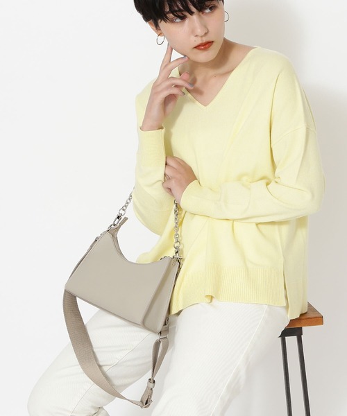 NATURAL BEAUTY BASIC（ナチュラルビューティーベーシック）の「チェーン＆クロスボディバッグ（ショルダーバッグ・レディース・オフホワイト/グレー・ﾌﾘ-）」の4枚目の写真