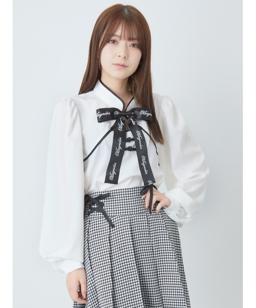 Ank Rouge（アンクルージュ）の「チャイナブラウス（シャツ/ブラウス・レディース・ホワイト/ブラック/ピンク・M）」の2枚目の写真