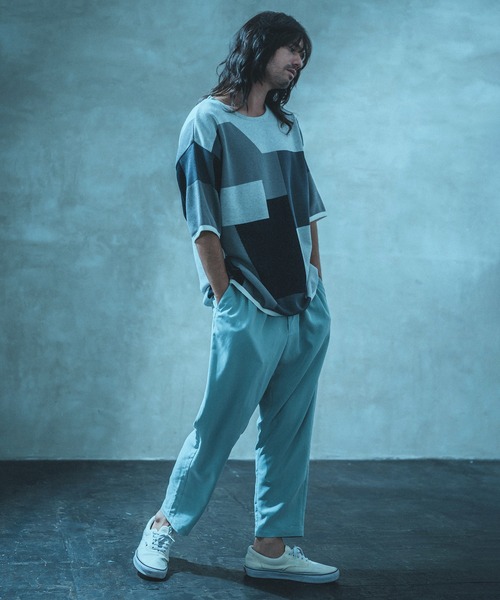 ANGENEHM（アンゲネーム）の「mn2516- ブロッキングサマーニットプルオーバー (MADE IN JAPAN) ニット（Tシャツ/カットソー・メンズ・ブルー/グレー/ブラウン・S/M/L）」の10枚目の写真