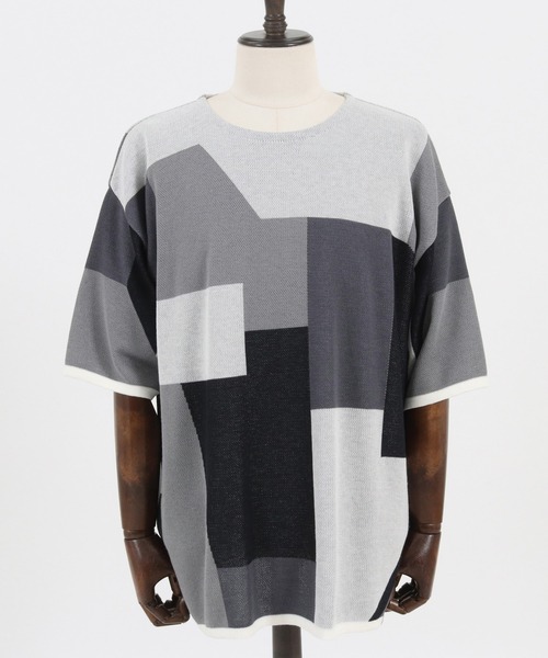 ANGENEHM（アンゲネーム）の「mn2516- ブロッキングサマーニットプルオーバー (MADE IN JAPAN) ニット（Tシャツ/カットソー・メンズ・ブルー/グレー/ブラウン・S/M/L）」の19枚目の写真