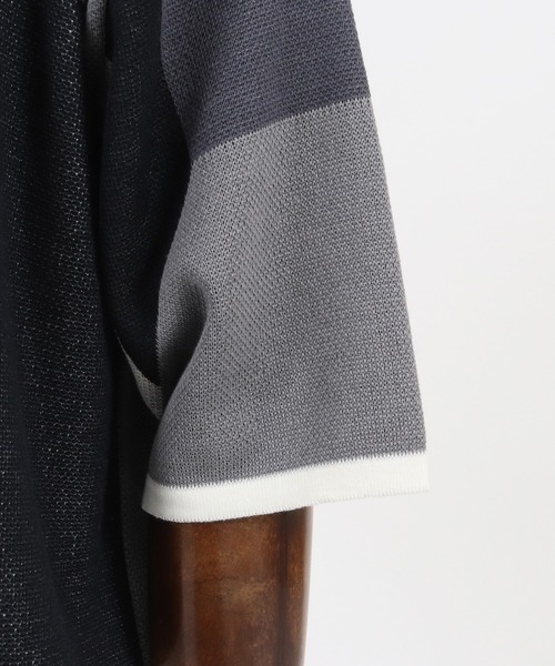 ANGENEHM（アンゲネーム）の「mn2516- ブロッキングサマーニットプルオーバー (MADE IN JAPAN) ニット（Tシャツ/カットソー・メンズ・ブルー/グレー/ブラウン・S/M/L）」の22枚目の写真