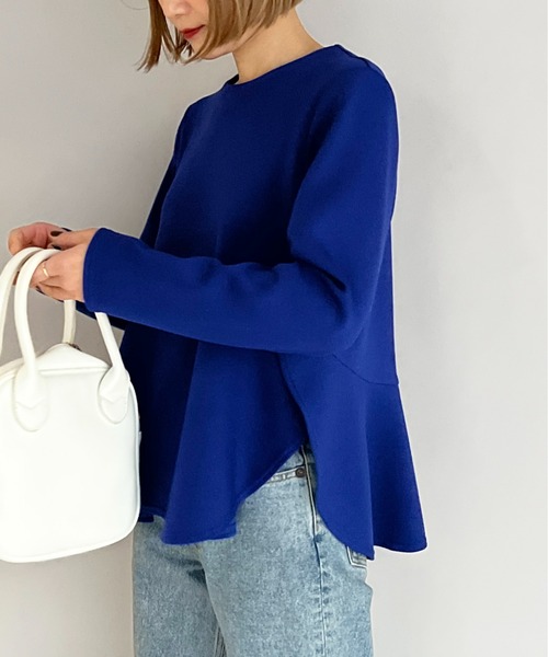 PICCIN(ピッチン)の「ボンディング切替えプルオーバー(Tシャツ/カットソー・レディース・ブラック/オフホワイト/ブルー・M)」の3枚目の写真