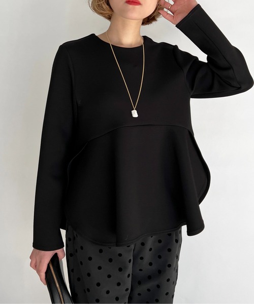 PICCIN(ピッチン)の「ボンディング切替えプルオーバー(Tシャツ/カットソー・レディース・ブラック/オフホワイト/ブルー・M)」の2枚目の写真