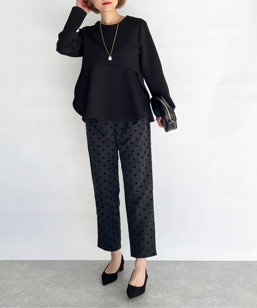 PICCIN(ピッチン)の「ボンディング切替えプルオーバー(Tシャツ/カットソー・レディース・ブラック/オフホワイト/ブルー・M)」の14枚目の写真
