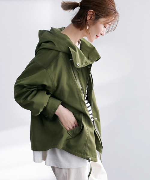GeeRA(ジーラ)の「上品グログランマウンテンパーカー(マウンテンパーカー・レディース・カーキ/ベージュ/ブラック・X-LARGE/LARGE/SMALL/XX-LARGE/MEDIUM)」の3枚目の写真