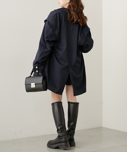 新品タグ有り✩レッキス✩幅42✩柔らか✩ふわふわ✩ポケット有✩留め具有り Chico（チコ）の「【SET UP対応】袖取り外し金釦ダブル