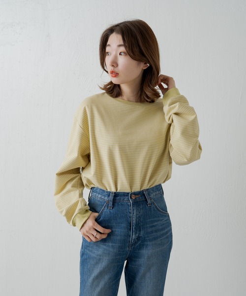 Kastane（カスタネ）の「【WEB限定】リンガーボーダーBIGロンT（Tシャツ/カットソー・レディース・オレンジ/イエロー/グリーン・FREE）」の15枚目の写真