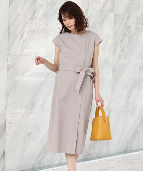 SOUP（スープ）の「◆リボン取り外し可・洗える/リネンライクワンピース（ワンピース・レディース・ネイビー/サンドベージュ/ライトベージュ・11/15 /13/09）」の3枚目の写真