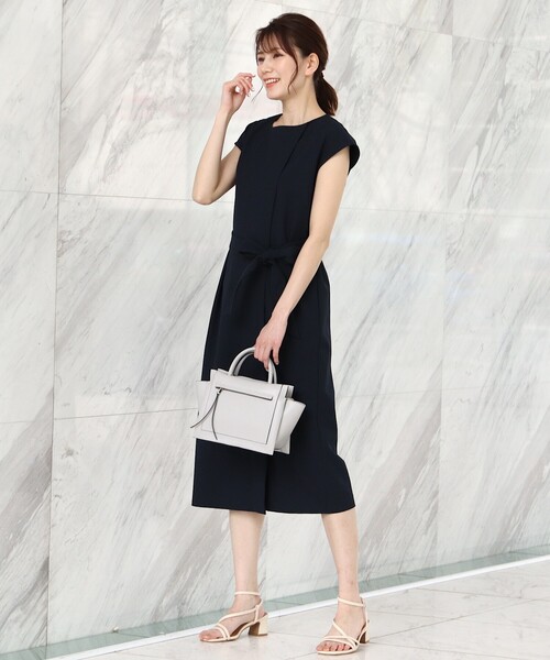 SOUP（スープ）の「◆リボン取り外し可・洗える/リネンライクワンピース（ワンピース・レディース・ネイビー/サンドベージュ/ライトベージュ・11/15 /13/09）」の5枚目の写真