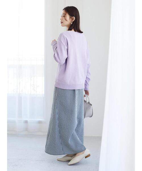 Green　Parks（グリーンパークス）の「Z ハーフミラノリブニットプルオーバー（ニット/セーター・レディース・ネイビー/オフホワイト/ミント/ラベンダー・FREE）」の6枚目の写真