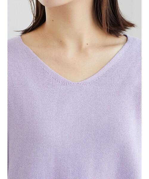 Green　Parks（グリーンパークス）の「Z ハーフミラノリブニットプルオーバー（ニット/セーター・レディース・ネイビー/オフホワイト/ミント/ラベンダー・FREE）」の10枚目の写真