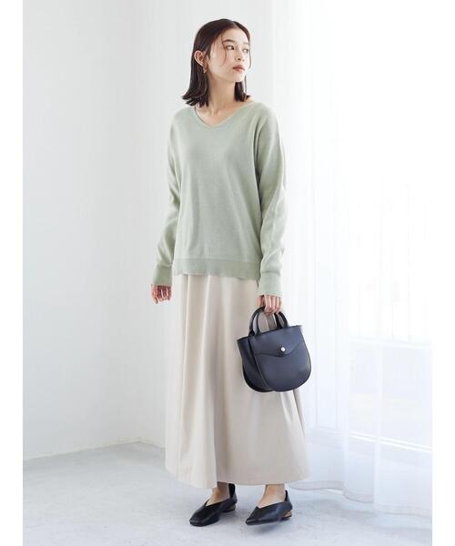 Green　Parks（グリーンパークス）の「Z ハーフミラノリブニットプルオーバー（ニット/セーター・レディース・ネイビー/オフホワイト/ミント/ラベンダー・FREE）」の12枚目の写真