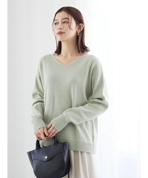 Green　Parks（グリーンパークス）の「Z ハーフミラノリブニットプルオーバー（ニット/セーター・レディース・ネイビー/オフホワイト/ミント/ラベンダー・FREE）」の15枚目の写真