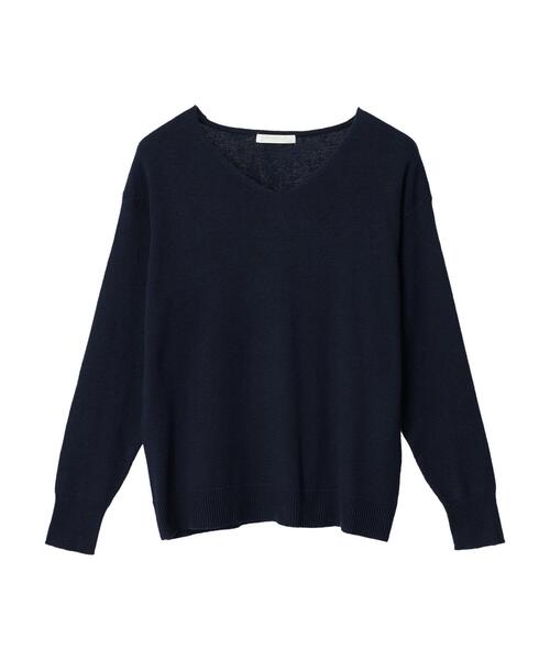 Green　Parks（グリーンパークス）の「Z ハーフミラノリブニットプルオーバー（ニット/セーター・レディース・ネイビー/オフホワイト/ミント/ラベンダー・FREE）」の3枚目の写真