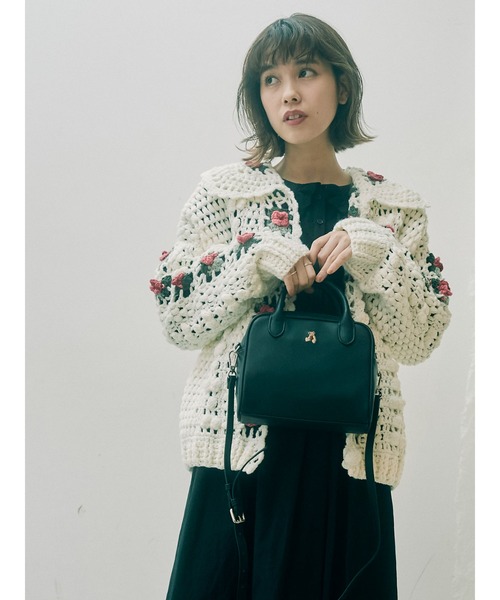 merry jenny（メリージェニー）の「bear刺繍ショルダーbag（ショルダーバッグ・レディース・アイボリー/ブラック/ブルー・FREE）」の6枚目の写真