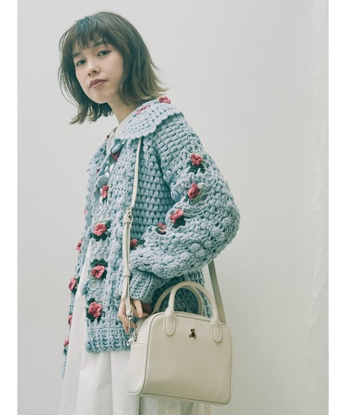 merry jenny（メリージェニー）の「bear刺繍ショルダーbag（ショルダーバッグ・レディース・アイボリー/ブラック/ブルー・FREE）」の9枚目の写真