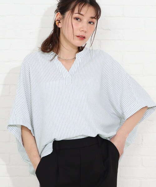 SHOO・LA・RUE(シューラルー)の「◆【洗える】フレンチリネンドルマンスキッパーシャツ(シャツ/ブラウス・レディース・ブラック/イエロー/ホワイト系/ブラック系1/ブラック系2/グリーン系3/サックスブルー系2/ピンク系/ライトパープル/オレンジ系その他4/ダークグリーン系1/レッド系4・00)」の7枚目の写真