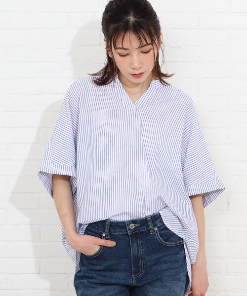 SHOO・LA・RUE(シューラルー)の「◆【洗える】フレンチリネンドルマンスキッパーシャツ(シャツ/ブラウス・レディース・ブラック/イエロー/ホワイト系/ブラック系1/ブラック系2/グリーン系3/サックスブルー系2/ピンク系/ライトパープル/オレンジ系その他4/ダークグリーン系1/レッド系4・00)」の8枚目の写真