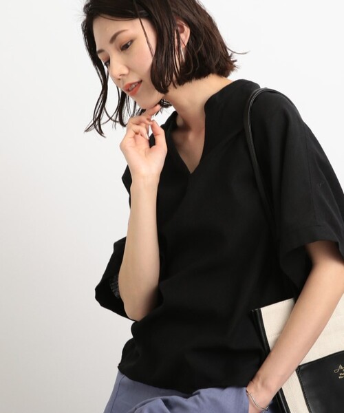 SHOO・LA・RUE(シューラルー)の「◆【洗える】フレンチリネンドルマンスキッパーシャツ(シャツ/ブラウス・レディース・ブラック/イエロー/ホワイト系/ブラック系1/ブラック系2/グリーン系3/サックスブルー系2/ピンク系/ライトパープル/オレンジ系その他4/ダークグリーン系1/レッド系4・00)」の3枚目の写真