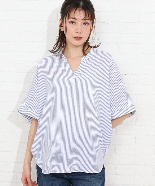 SHOO・LA・RUE(シューラルー)の「◆【洗える】フレンチリネンドルマンスキッパーシャツ(シャツ/ブラウス・レディース・ブラック/イエロー/ホワイト系/ブラック系1/ブラック系2/グリーン系3/サックスブルー系2/ピンク系/ライトパープル/オレンジ系その他4/ダークグリーン系1/レッド系4・00)」の13枚目の写真