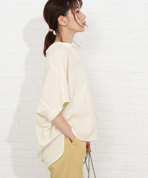 SHOO・LA・RUE(シューラルー)の「◆【洗える】フレンチリネンドルマンスキッパーシャツ(シャツ/ブラウス・レディース・ブラック/イエロー/ホワイト系/ブラック系1/ブラック系2/グリーン系3/サックスブルー系2/ピンク系/ライトパープル/オレンジ系その他4/ダークグリーン系1/レッド系4・00)」の22枚目の写真