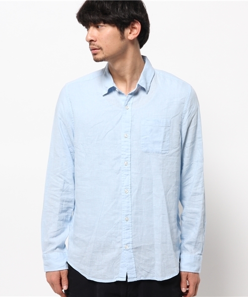 WEGO（ウィゴー）の「WEGO/フレンチリネンMIXレーヨンシャツ（シャツ/ブラウス・メンズ・ホワイト/ライム/サックスブルー/ネイビー・MEDIUM/LARGE）」の10枚目の写真