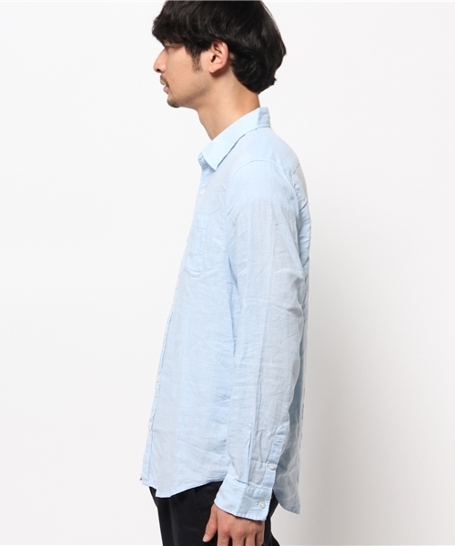 WEGO（ウィゴー）の「WEGO/フレンチリネンMIXレーヨンシャツ（シャツ/ブラウス・メンズ・ホワイト/ライム/サックスブルー/ネイビー・MEDIUM/LARGE）」の11枚目の写真