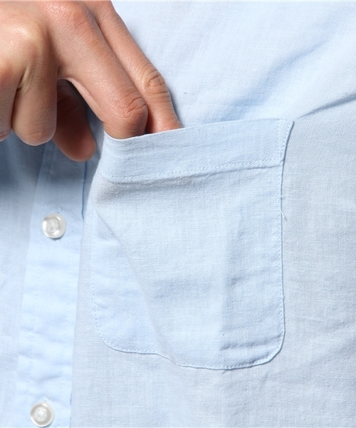 WEGO（ウィゴー）の「WEGO/フレンチリネンMIXレーヨンシャツ（シャツ/ブラウス・メンズ・ホワイト/ライム/サックスブルー/ネイビー・MEDIUM/LARGE）」の8枚目の写真