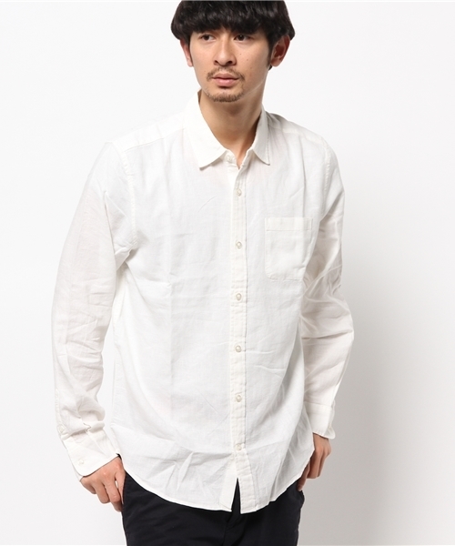 WEGO（ウィゴー）の「WEGO/フレンチリネンMIXレーヨンシャツ（シャツ/ブラウス・メンズ・ホワイト/ライム/サックスブルー/ネイビー・MEDIUM/LARGE）」の13枚目の写真