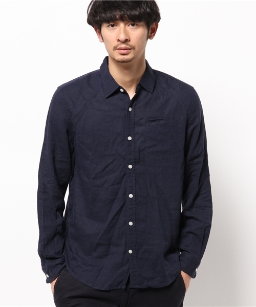 WEGO（ウィゴー）の「WEGO/フレンチリネンMIXレーヨンシャツ（シャツ/ブラウス・メンズ・ホワイト/ライム/サックスブルー/ネイビー・MEDIUM/LARGE）」の15枚目の写真