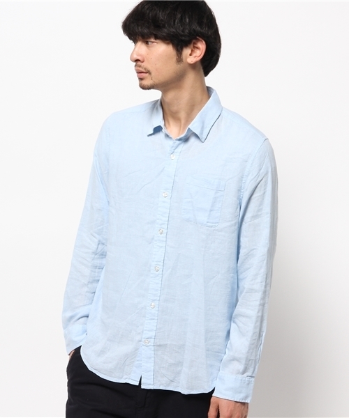 WEGO（ウィゴー）の「WEGO/フレンチリネンMIXレーヨンシャツ（シャツ/ブラウス・メンズ・ホワイト/ライム/サックスブルー/ネイビー・MEDIUM/LARGE）」の16枚目の写真