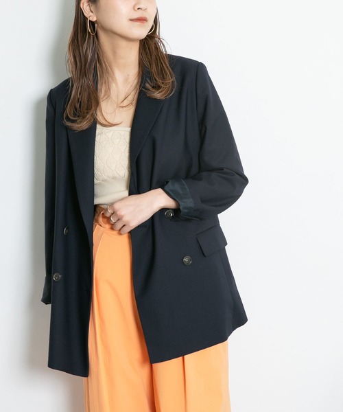 KBF（ケイビーエフ）の「ダブルロングジャケット（テーラードジャケット・レディース・ネイビー/グレー系その他・ONE）」の2枚目の写真