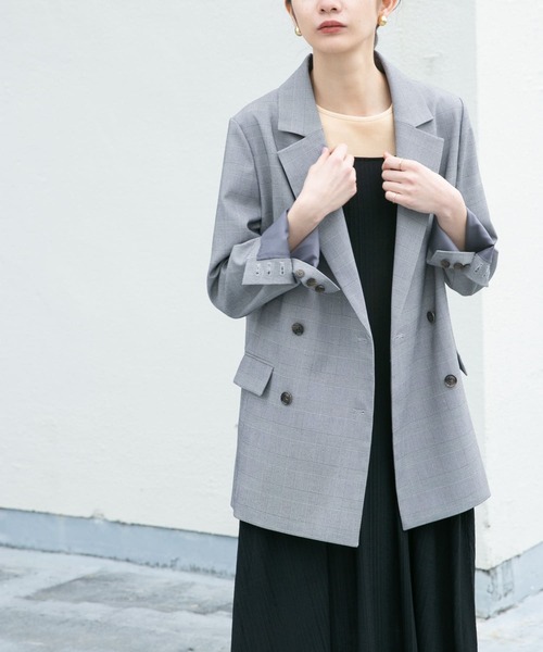 KBF（ケイビーエフ）の「ダブルロングジャケット（テーラードジャケット・レディース・ネイビー/グレー系その他・ONE）」の18枚目の写真