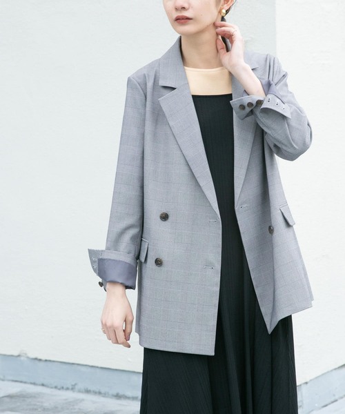 KBF（ケイビーエフ）の「ダブルロングジャケット（テーラードジャケット・レディース・ネイビー/グレー系その他・ONE）」の4枚目の写真