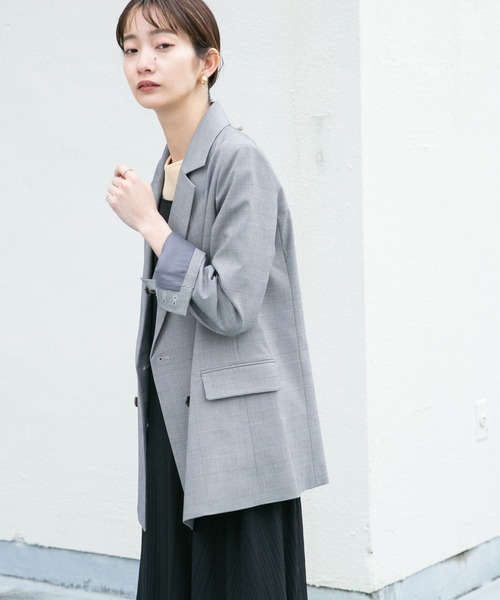 KBF（ケイビーエフ）の「ダブルロングジャケット（テーラードジャケット・レディース・ネイビー/グレー系その他・ONE）」の14枚目の写真