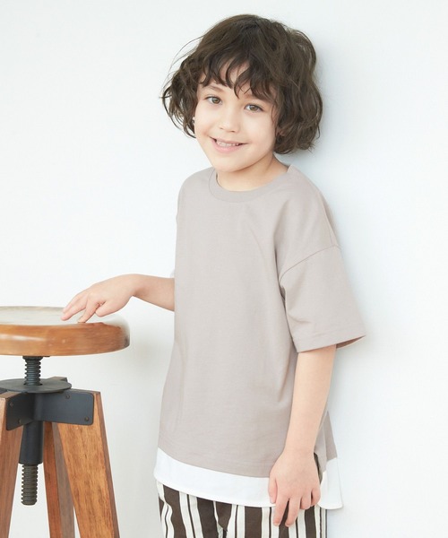 GLOBAL WORK(グローバルワーク)の「ヘビロッTEEレイヤード半袖/キッズ/269162(Tシャツ/カットソー・キッズ・カーキ/ライトブルー/ブラック/ライトイエロー/アイボリー/パープル/オレンジ・100cm/130cm/140cm/150cm/110cm/120cm/160cm)」の3枚目の写真