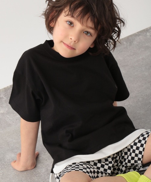 GLOBAL WORK(グローバルワーク)の「ヘビロッTEEレイヤード半袖/キッズ/269162(Tシャツ/カットソー・キッズ・カーキ/ライトブルー/ブラック/ライトイエロー/アイボリー/パープル/オレンジ・100cm/130cm/140cm/150cm/110cm/120cm/160cm)」の2枚目の写真