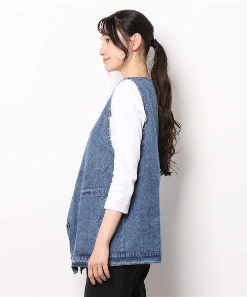 SpRay（スプレイ）の「デニムロングベスト（ベスト・レディース・ブルー・FREE）」の2枚目の写真