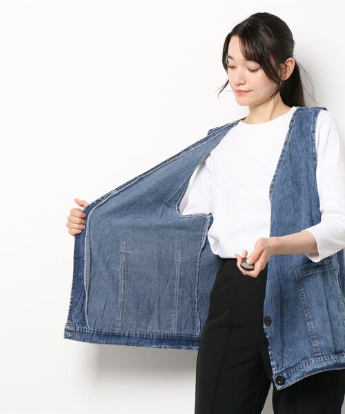 SpRay（スプレイ）の「デニムロングベスト（ベスト・レディース・ブルー・FREE）」の4枚目の写真