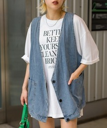 デニムロングベスト