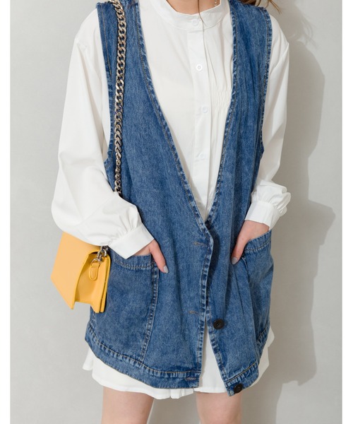 SpRay（スプレイ）の「デニムロングベスト（ベスト・レディース・ブルー・FREE）」の7枚目の写真