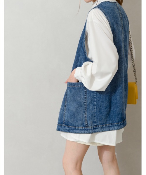 SpRay（スプレイ）の「デニムロングベスト（ベスト・レディース・ブルー・FREE）」の9枚目の写真