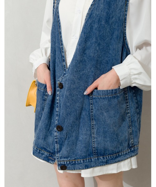 SpRay（スプレイ）の「デニムロングベスト（ベスト・レディース・ブルー・FREE）」の11枚目の写真