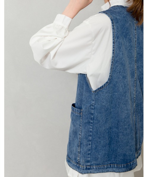 SpRay（スプレイ）の「デニムロングベスト（ベスト・レディース・ブルー・FREE）」の12枚目の写真
