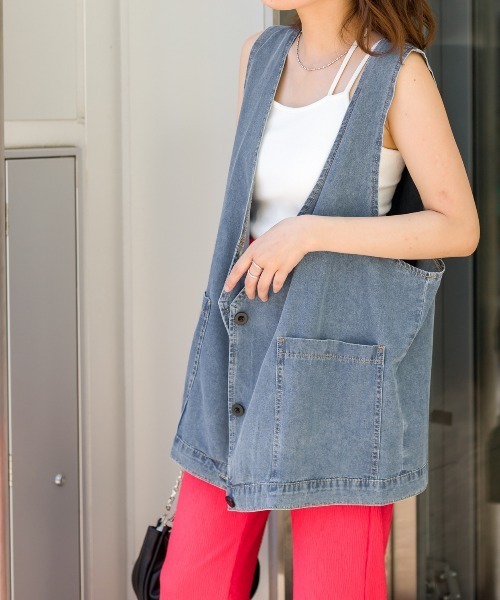 SpRay（スプレイ）の「デニムロングベスト（ベスト・レディース・ブルー・FREE）」の18枚目の写真