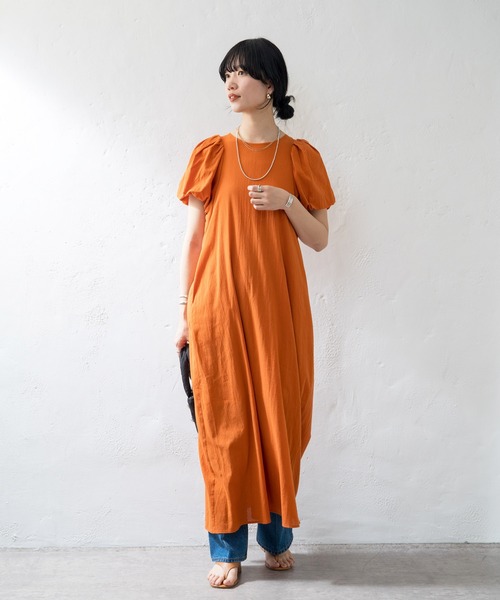 セール! DKNY 人気 パフスリーブ シース ドレス レトロチックリボン×ウエストマークパフスリーブミニドレス 韓国